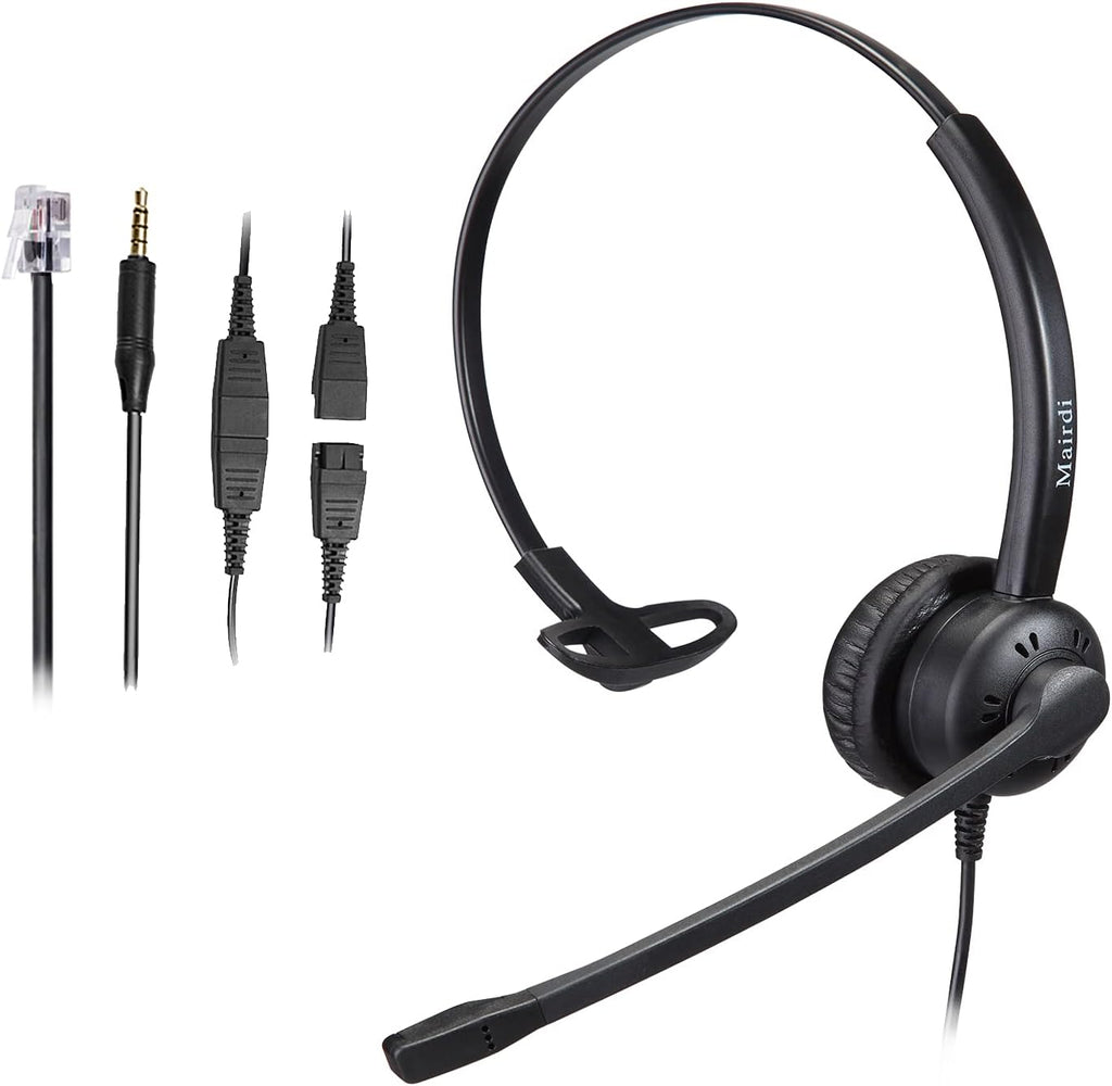 Office Headset with RJ9 & 3.5mm Connector, Noise Cancelling Mic for Call Centers k7