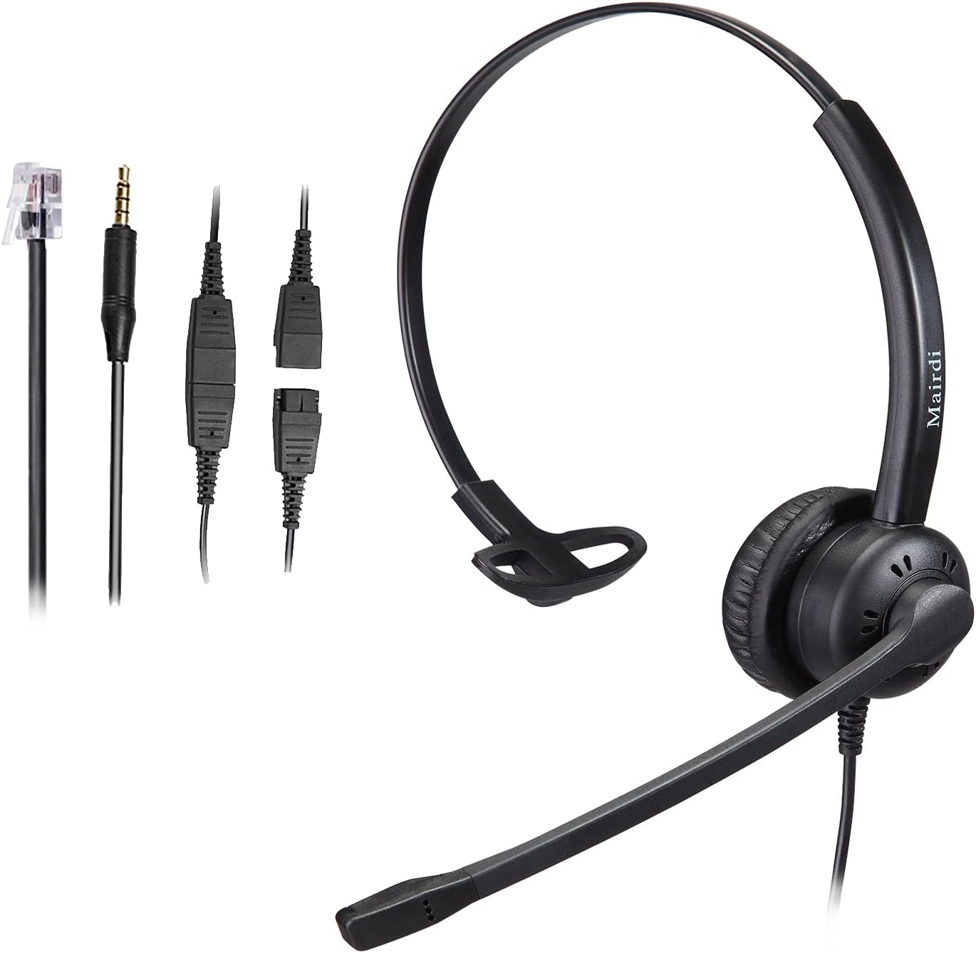 Office Headset with RJ9 & 3.5mm Connector, Noise Cancelling Mic for Call Centers k7