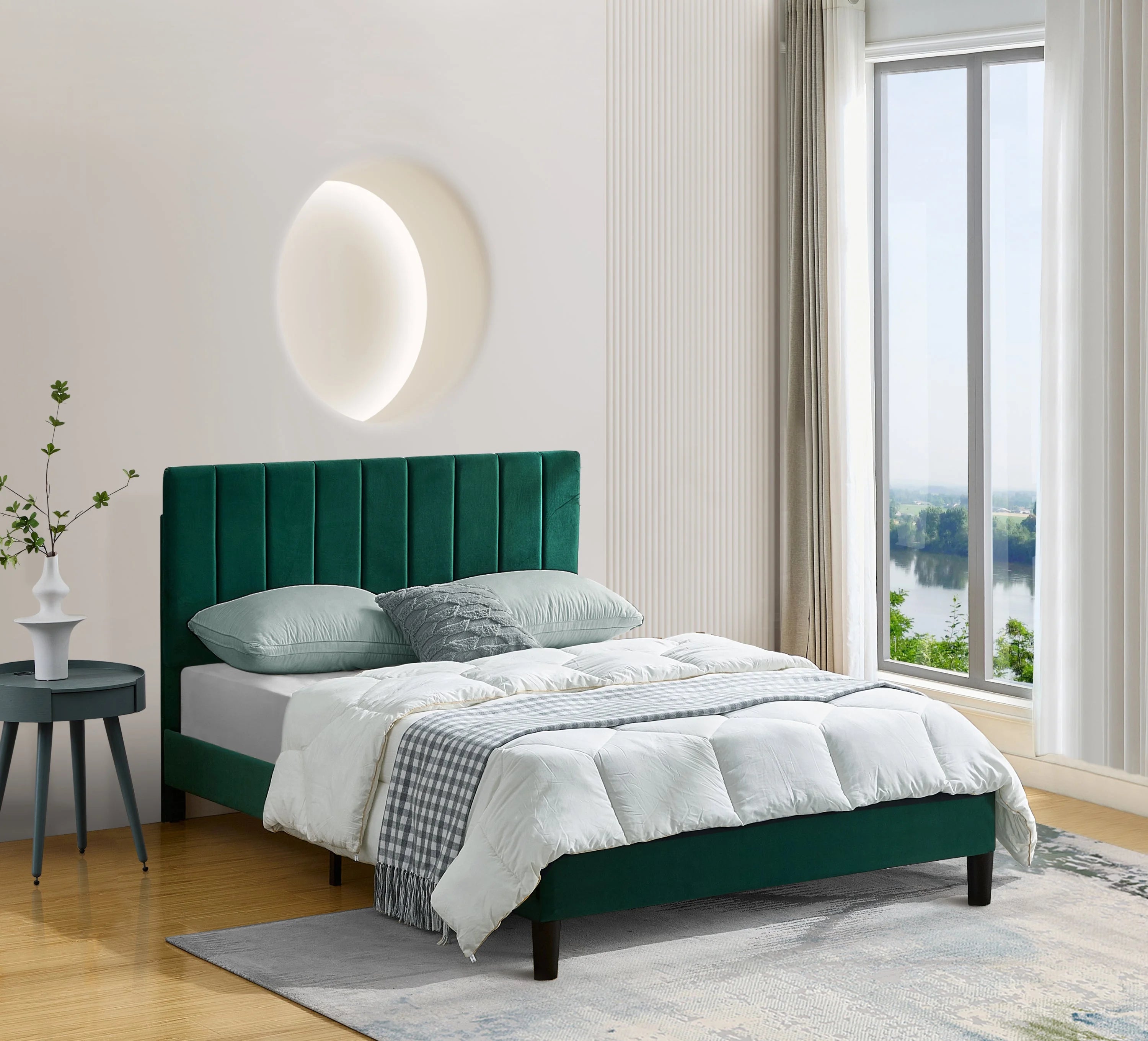 King Size Platform Bed Frame Green 7k