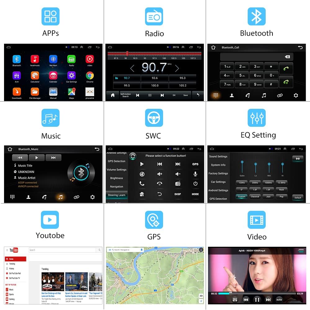 Car Stereo 10.1 Inch Touch Screen Radio with Navigation Bluetooth Fm7