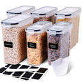 Cereal Containers Storage Set - 6 Piece Airtight Large Dry Cereal Storage Containers(135.2oz), BPA Free Dispenser Plastic Cereal Storage Containers with 16 Labels & Pen