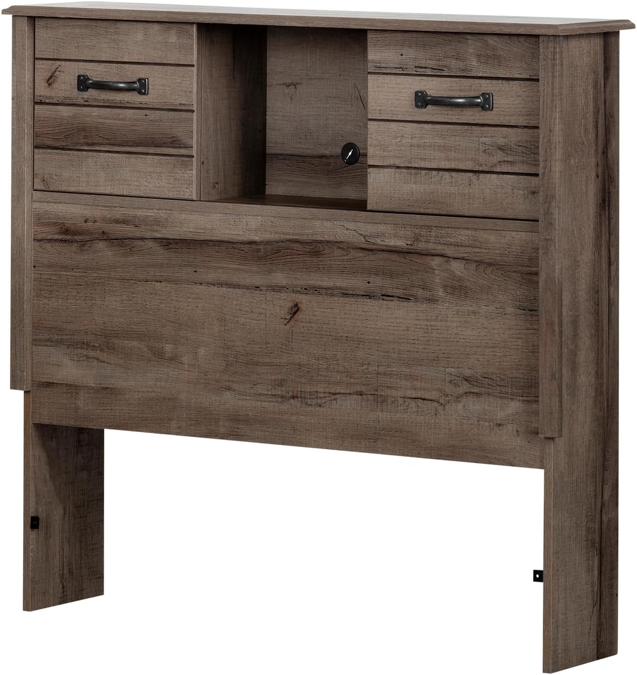 Bookcase Headboard with Storage Oak 64.5in k7
