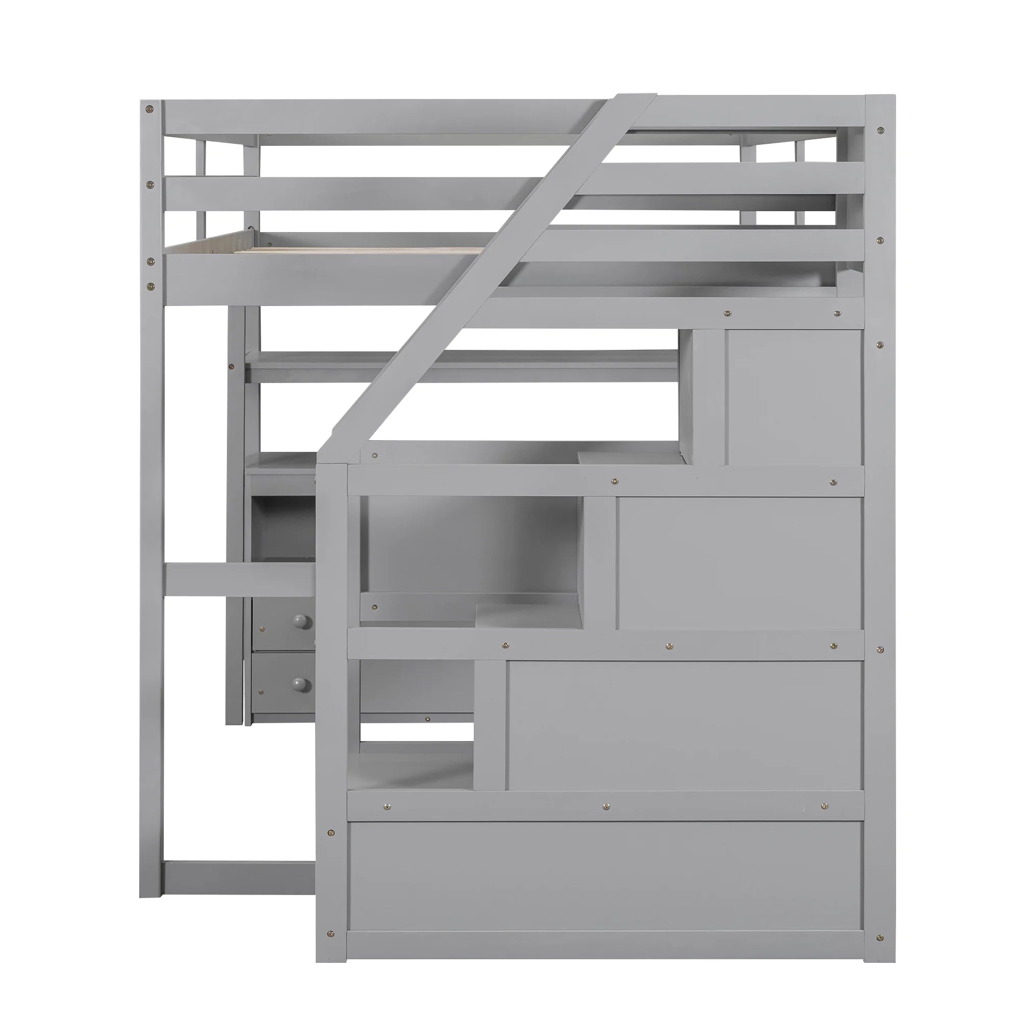 Full Loft Bed with Desk, Storage Stairs & Drawers k7