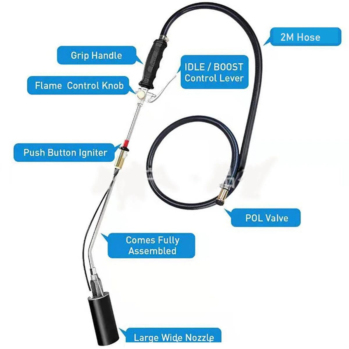 Propane Torch Weed Burner with Electronic Igniters and 79 Inch Hose k7