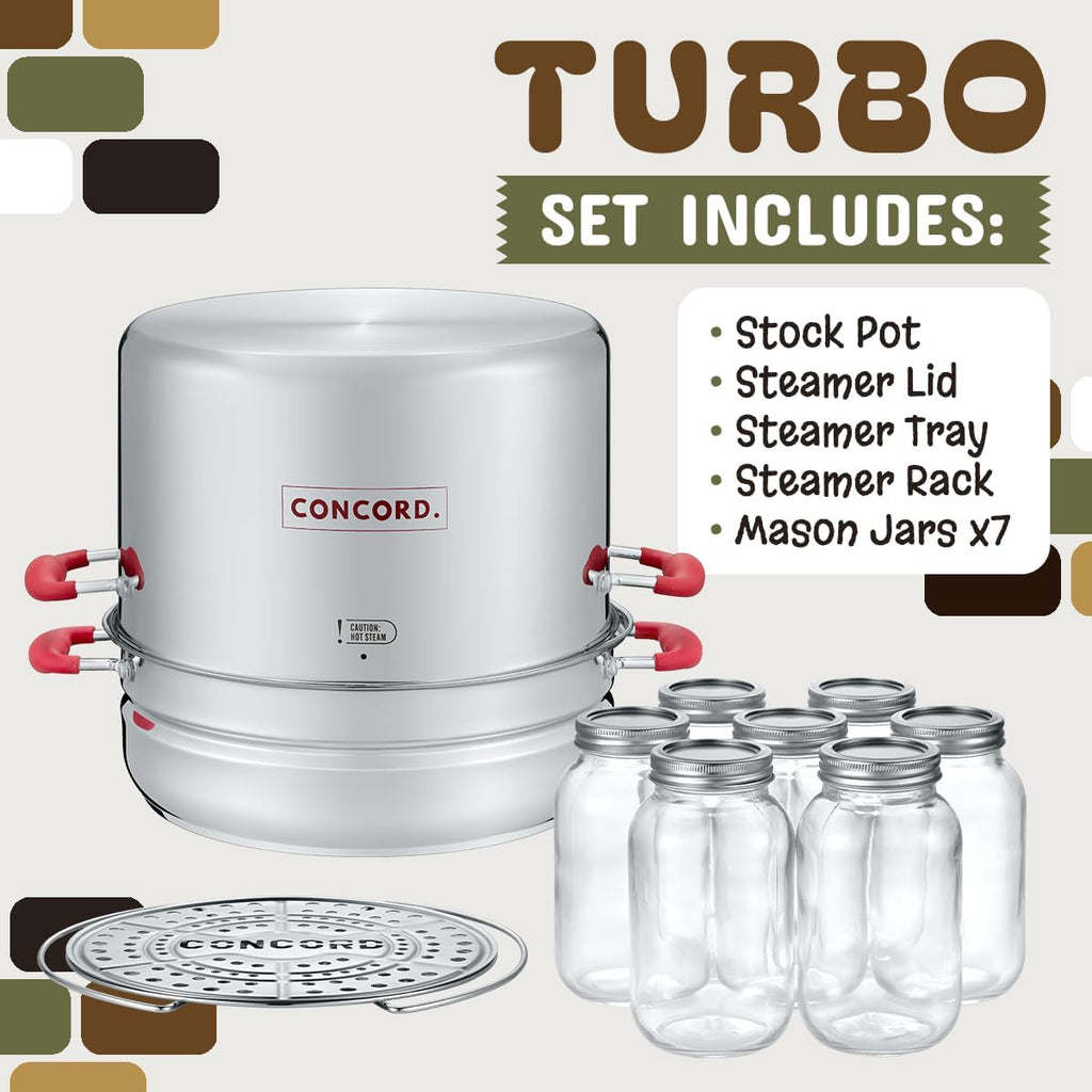 Stainless Steel Steam Canner Pot Set with Rack and Jars k7