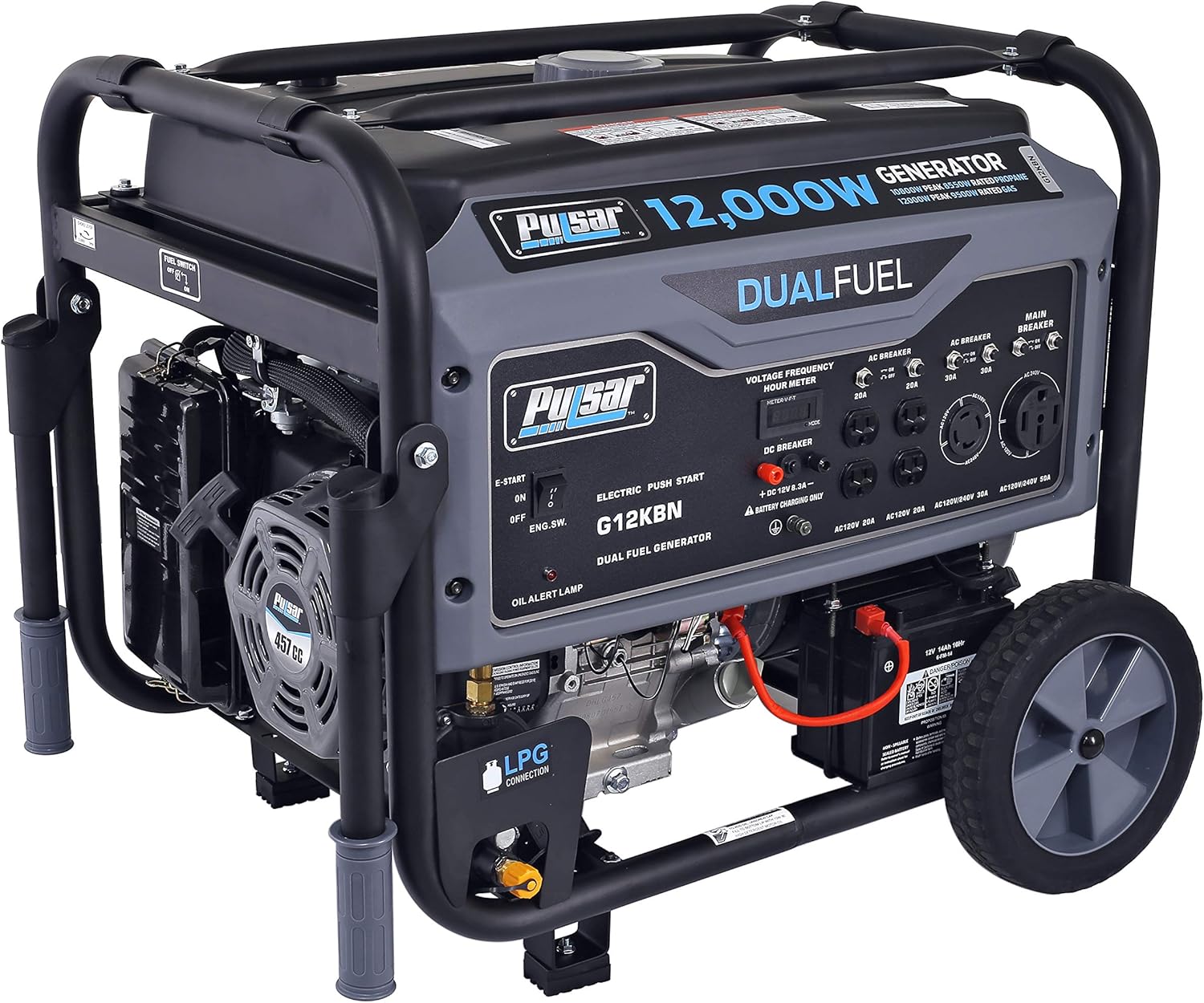 Heavy Duty Portable Dual Fuel Generator 9500W Electric Start A7