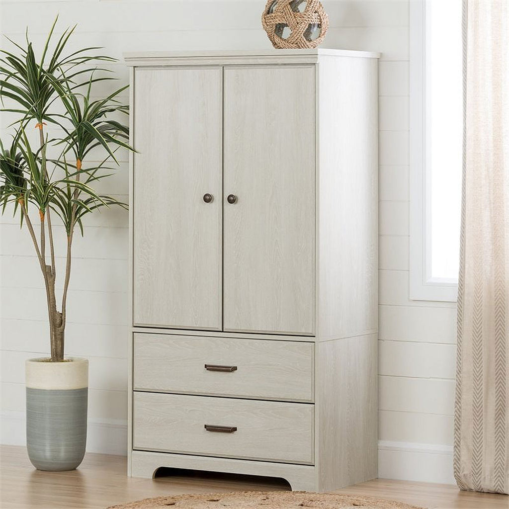 Wood Armoire with 2 Drawers and Door a7