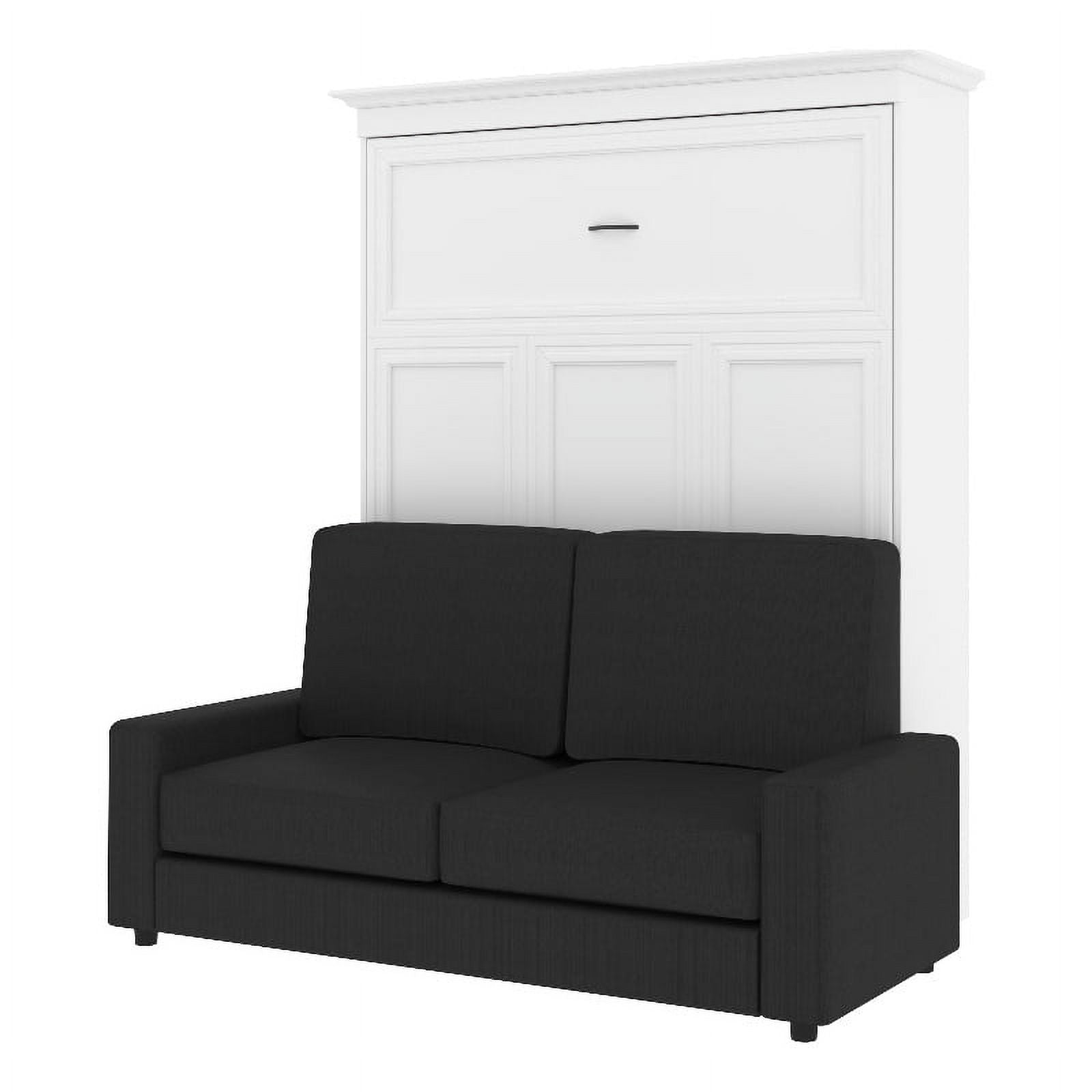 Wood Queen Murphy Bed with Sofa Organizer White Gray a7