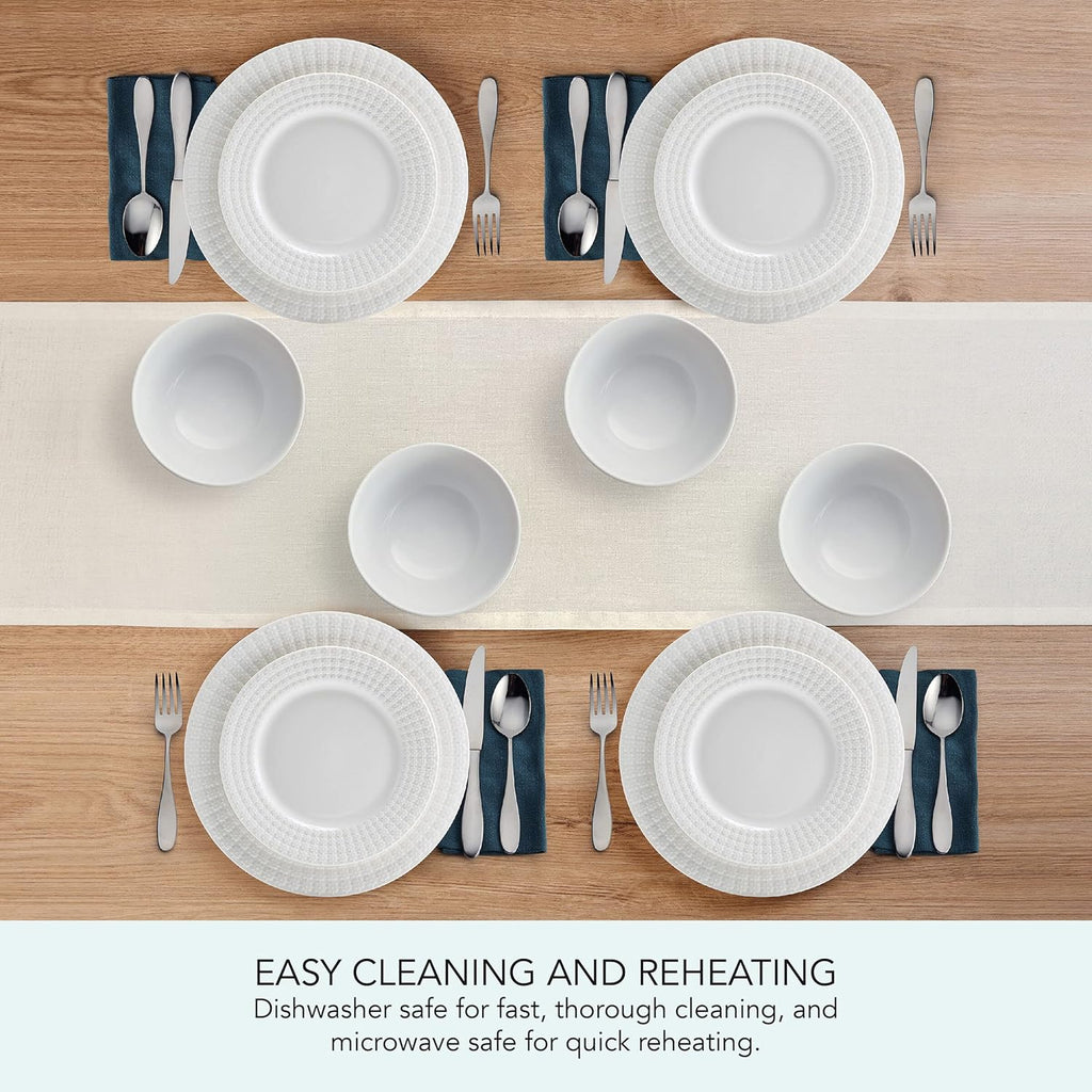 Dinnerware Set, 12 Piece, Service for 4 White a7