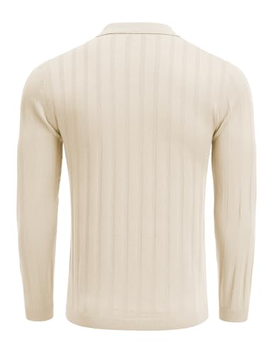 Men's Knit Polo Shirt Long Sleeve Casual Golf Top k7