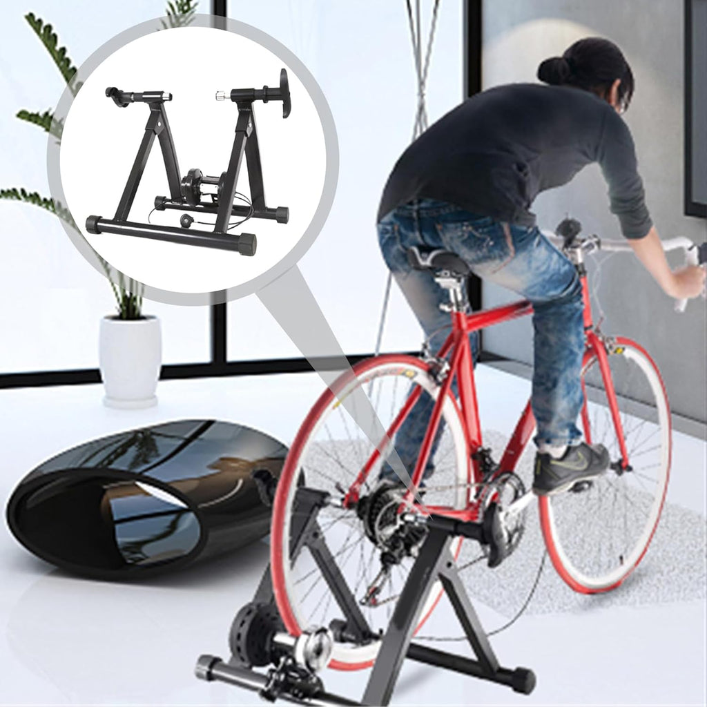 Bike Trainer Stand Indoor Riding Magnetic Silent Portable Folding Black k7