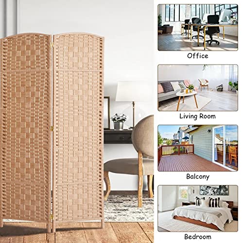 Room Divider 8 Panel Folding Privacy Screen 6ft Portable Light Beige k7