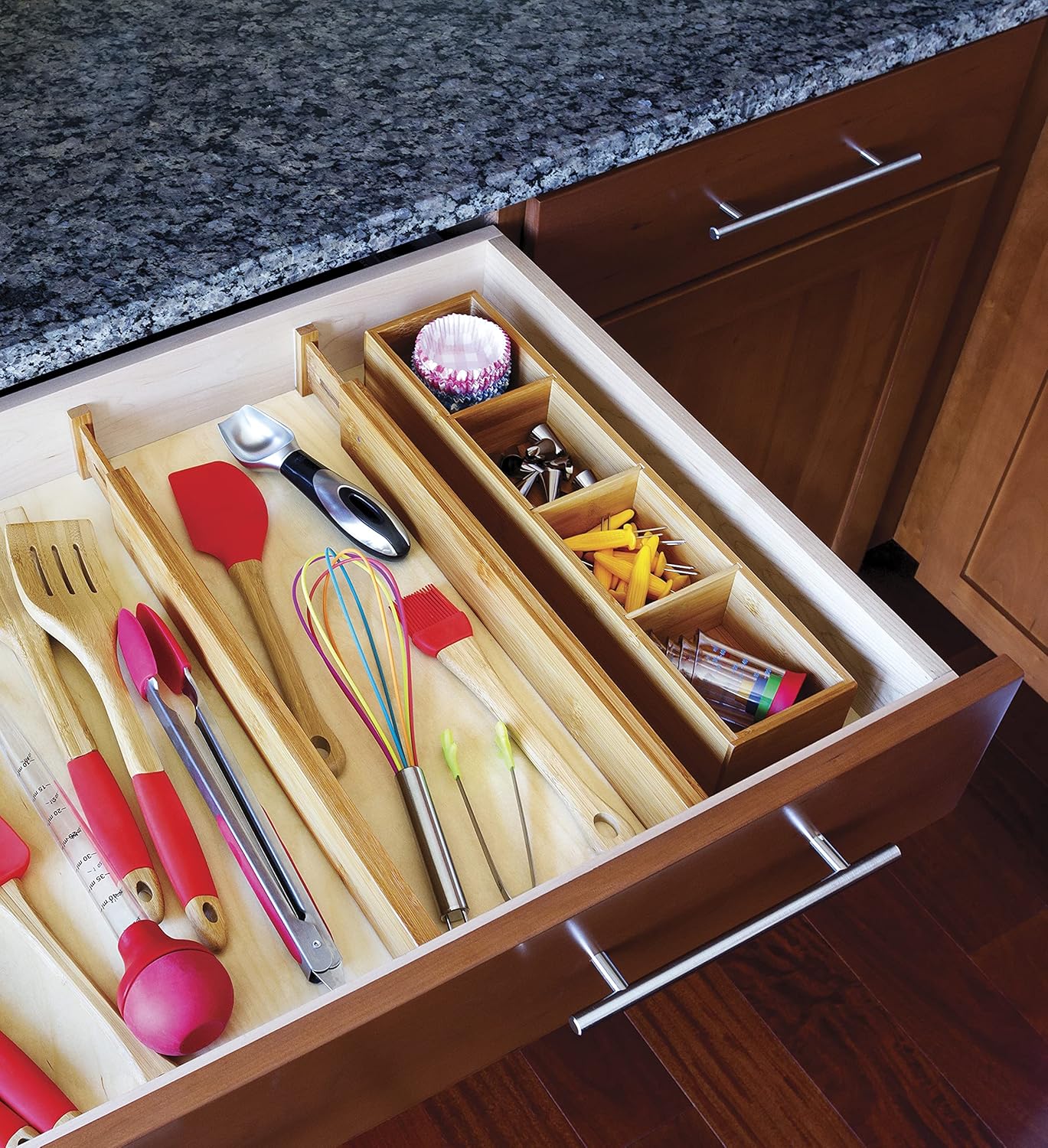 Bamboo Drawer Organizer with Removable Dividers 4-Section A7