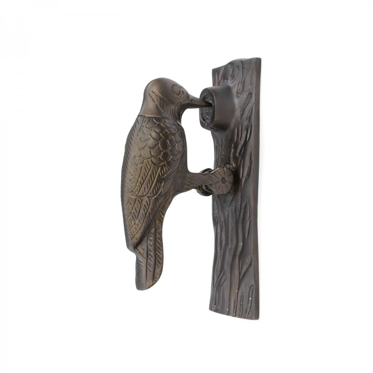 Door Knocker for Front Door 6.5in Antique Brass Woodpecker a7