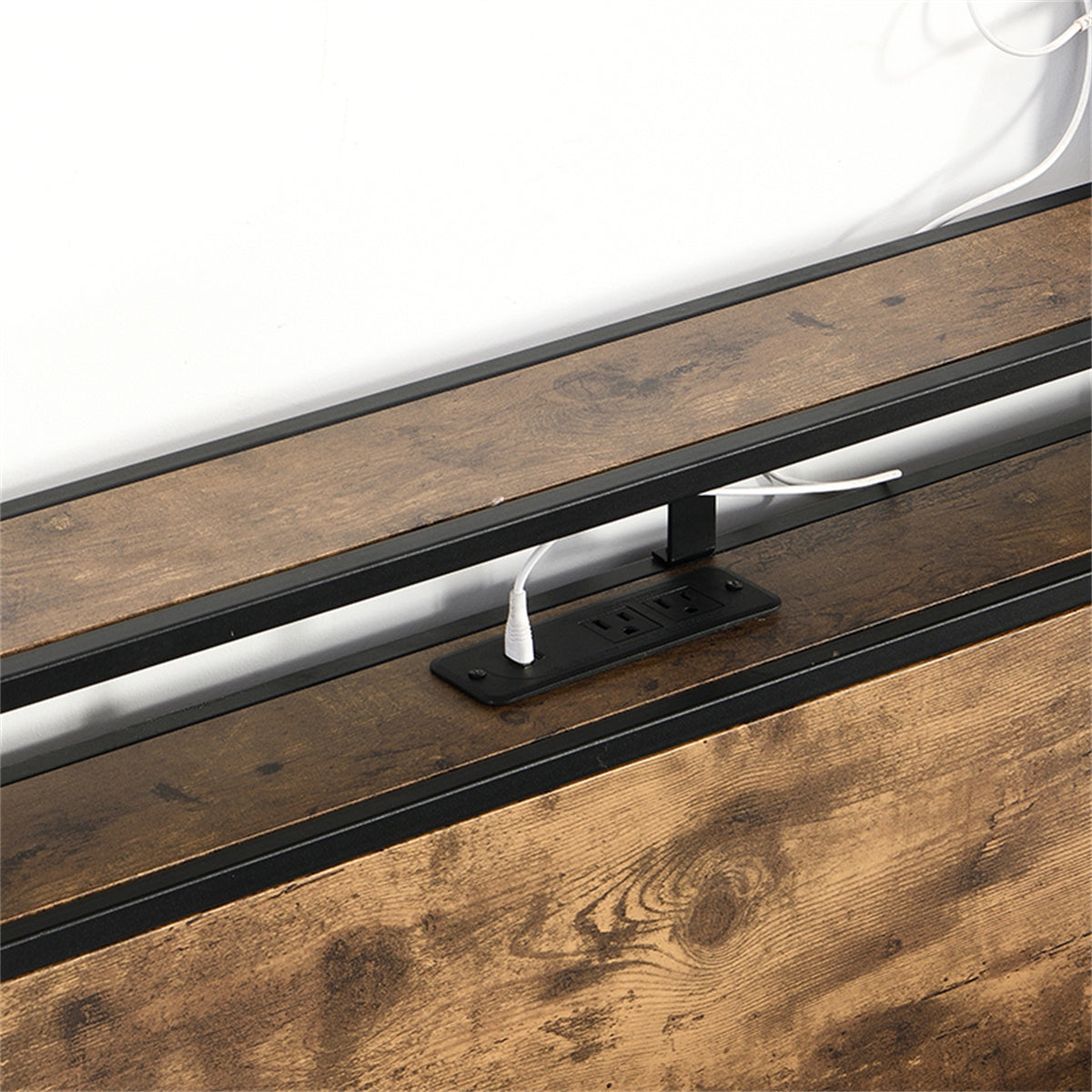 Bed Frame with Storage Headboard and Charging Station k7