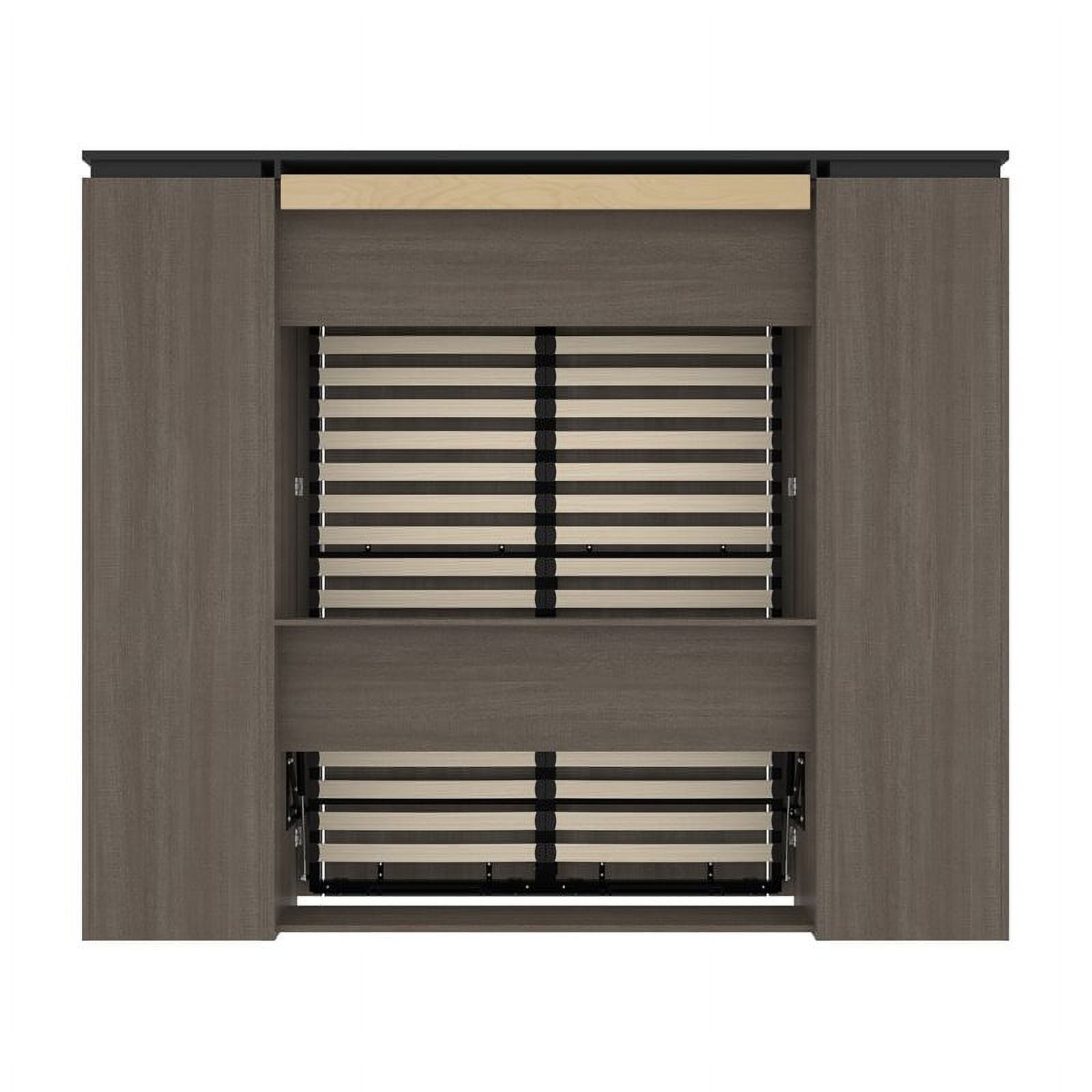 Full Murphy Bed with 2 Bookcases and Drawers, Bark Gray k7