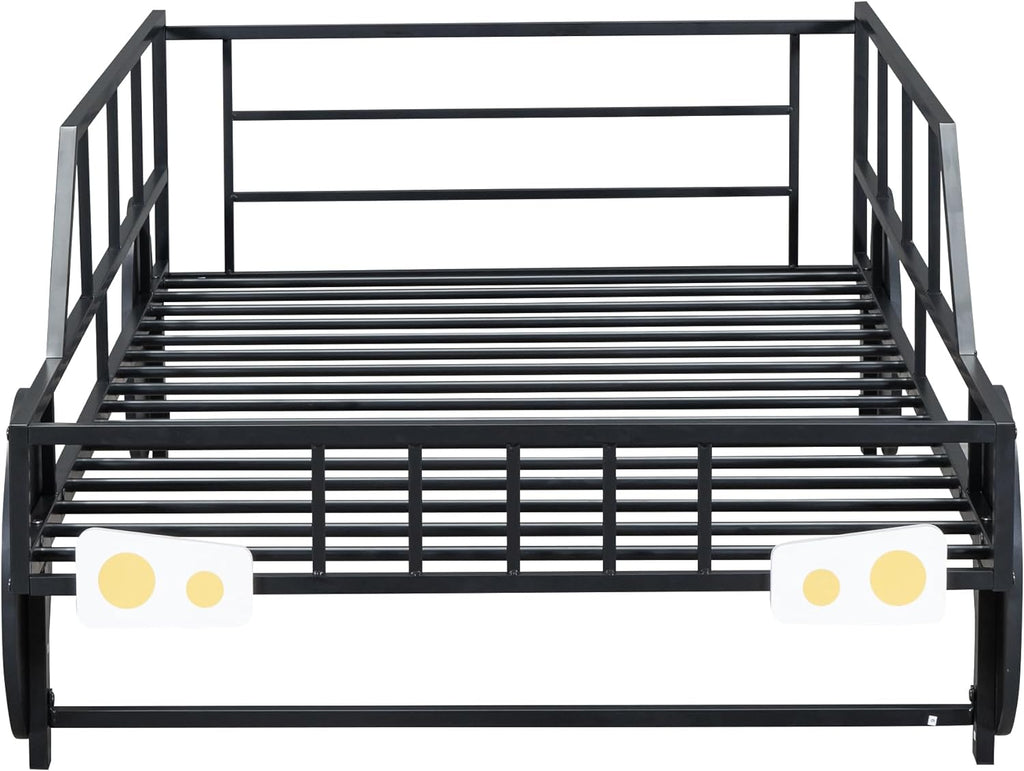 Car Bed with Rails and Wheels Black k7