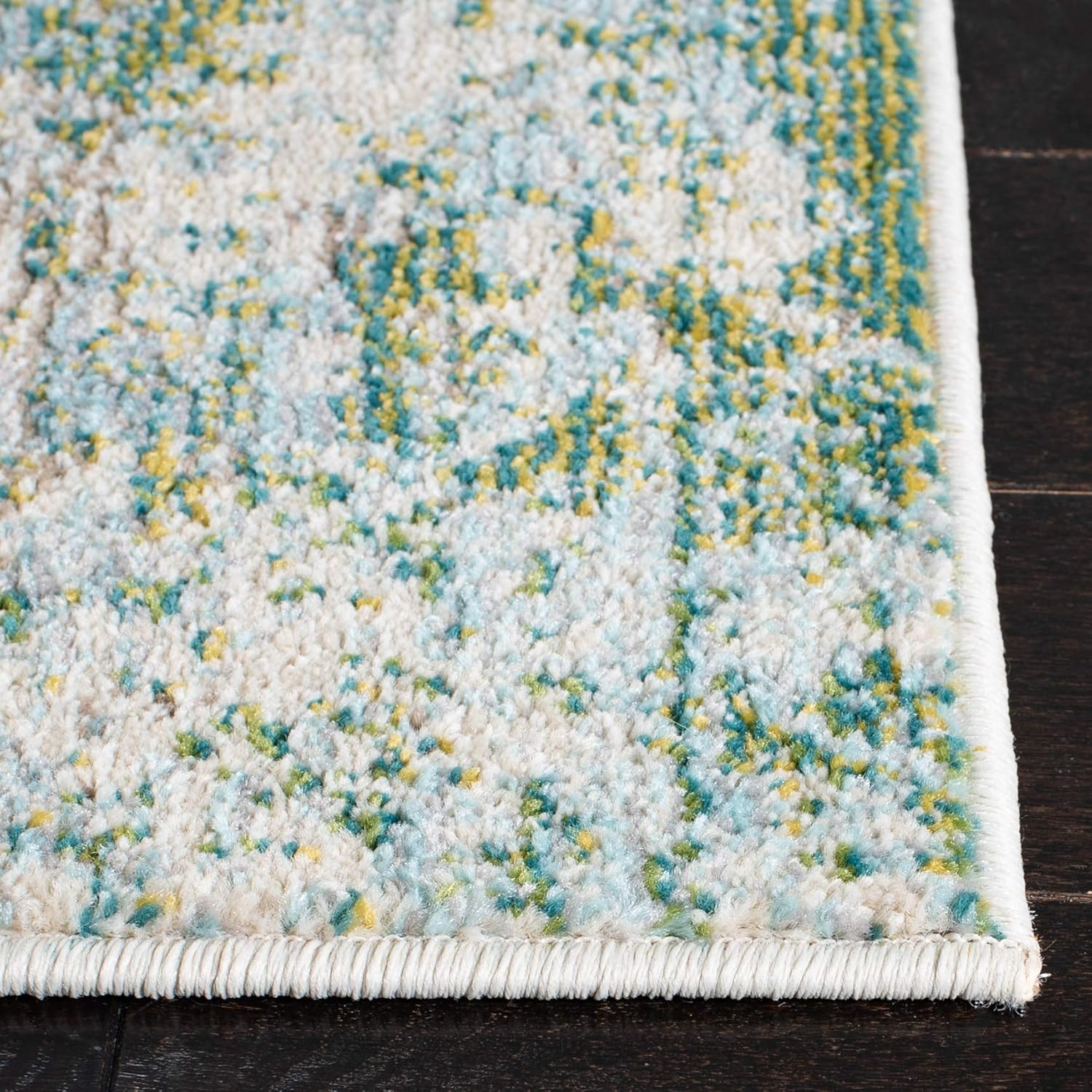 Modern Abstract Runner Rug 2'2" x 6' Green Blue A7k