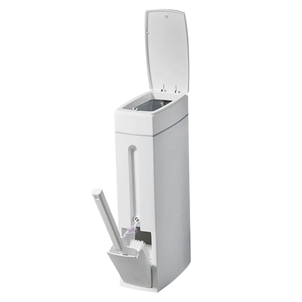 Bathroom Trash Can with Lid and Toilet Brush Holder 1.2-Gallon A7