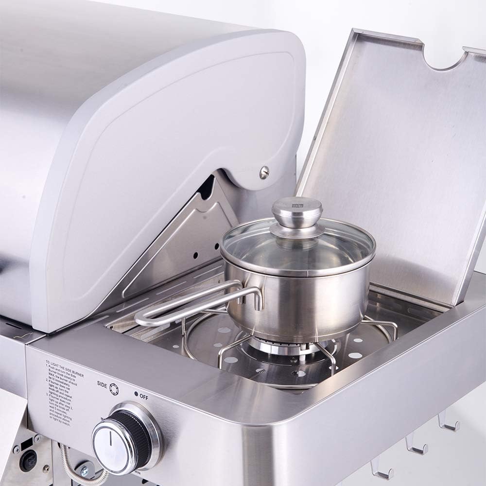 Stainless Steel 4-Burner Cabinet Gas Grill with Side Burner k7