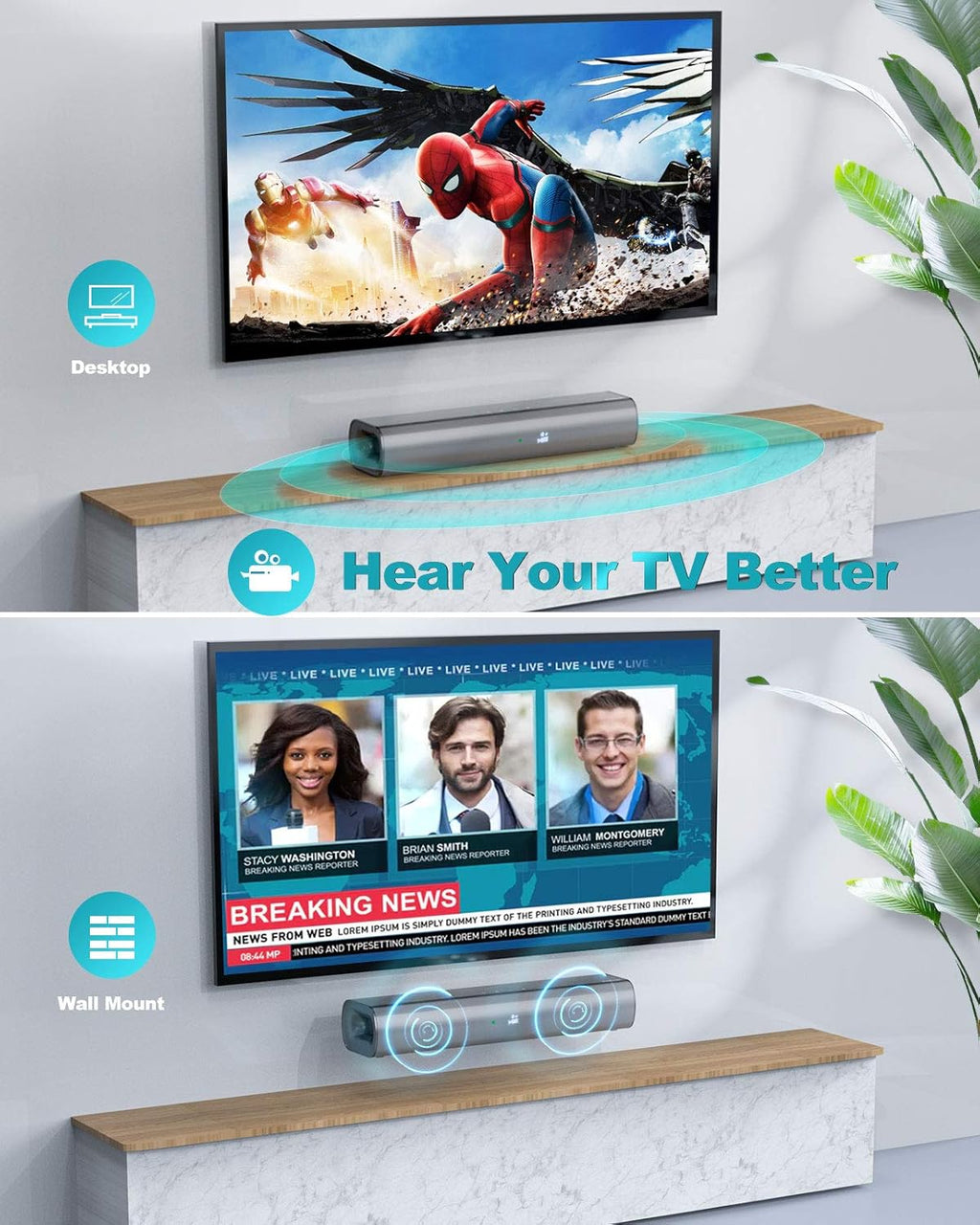 Soundbar for Small TV Bluetooth 5.0 3D Surround K7m