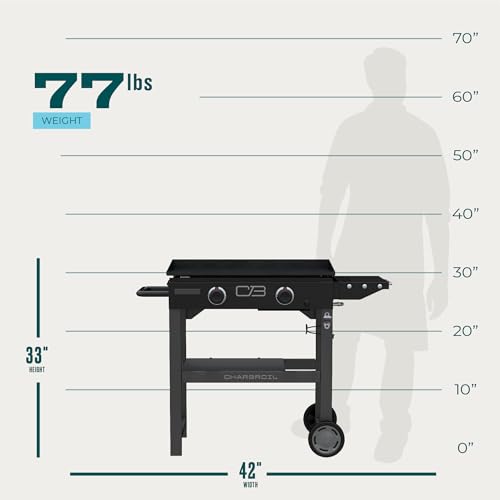 Propane Gas Griddle with Cart 2 Burner Flat Top Grill, Black 4k