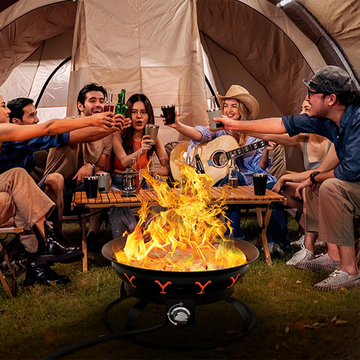 Portable Propane Fire Pit for Camping Outdoor Patio Gas Fireplace k7