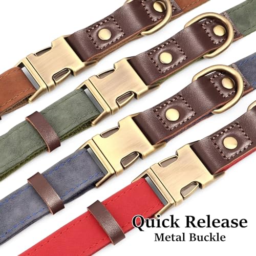 Leather Dog Collar for Medium Dogs, Adjustable, Brown M a7