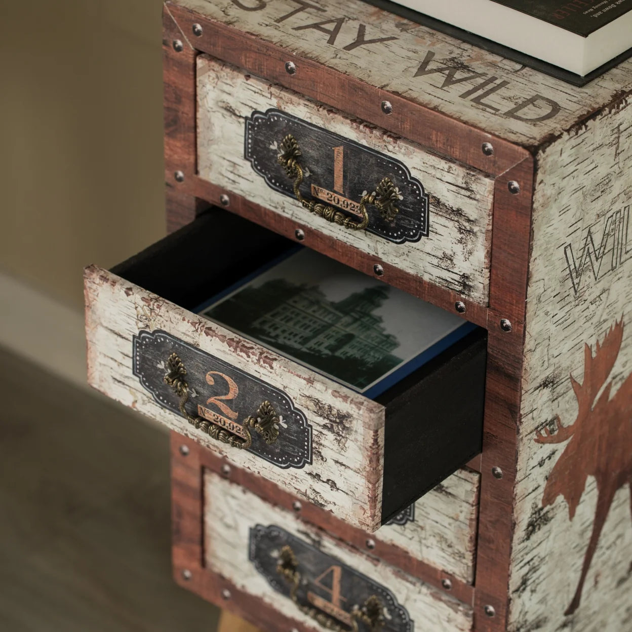 Antique Rustic Wood Tallboy Chest 4 Drawers a7
