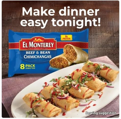 Beef & Bean Chimichangas, Frozen, 8 Count, 32 oz x3 k7