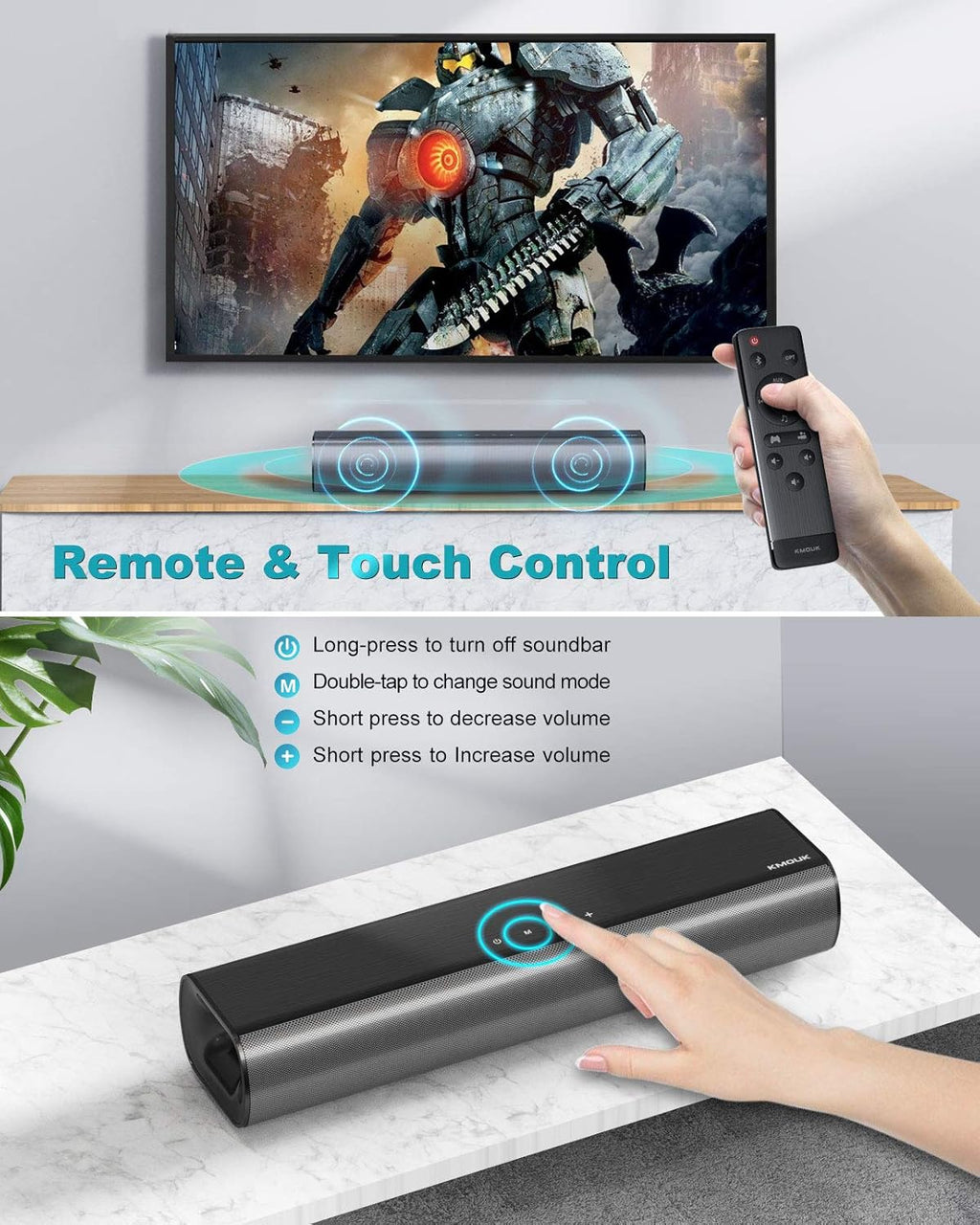 Soundbar for Small TV Bluetooth 5.0 3D Surround K7m