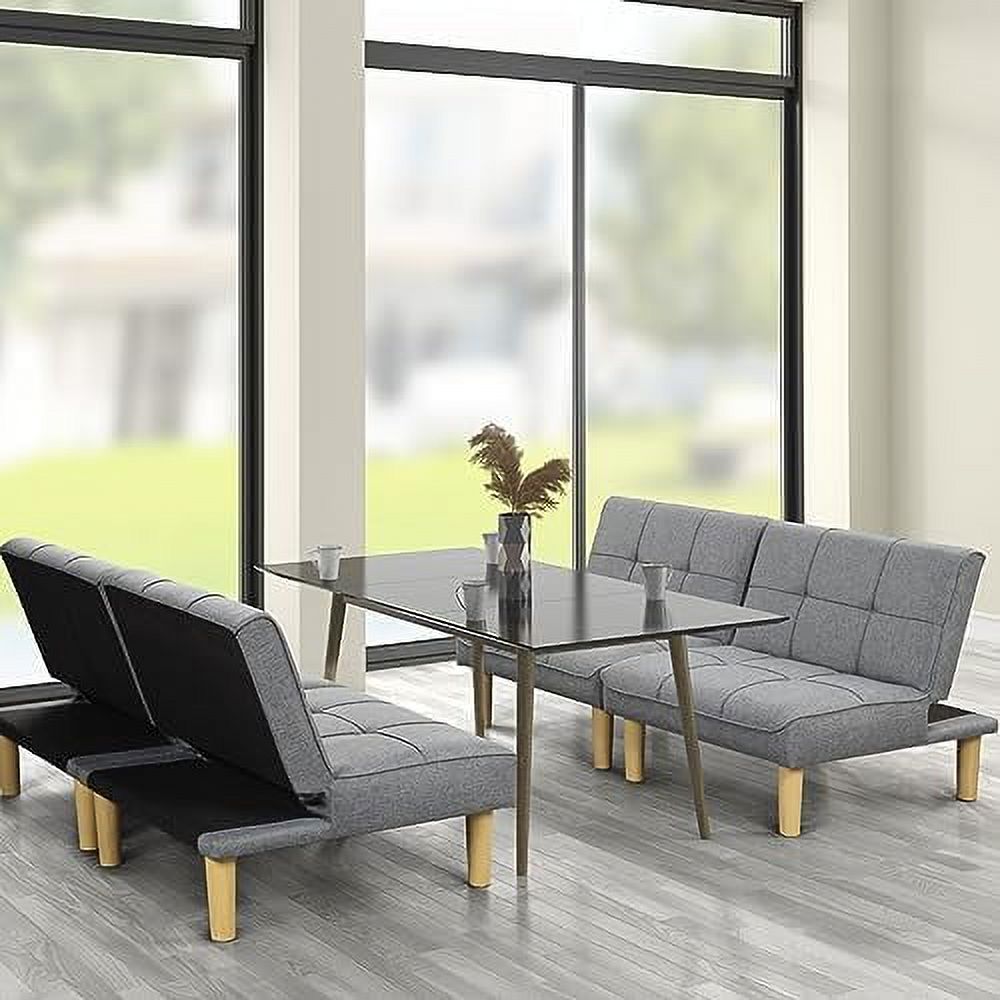 Convertible Futon Sofa Bed Twin USB Loveseat Couch Daybed Grey Fabric k7