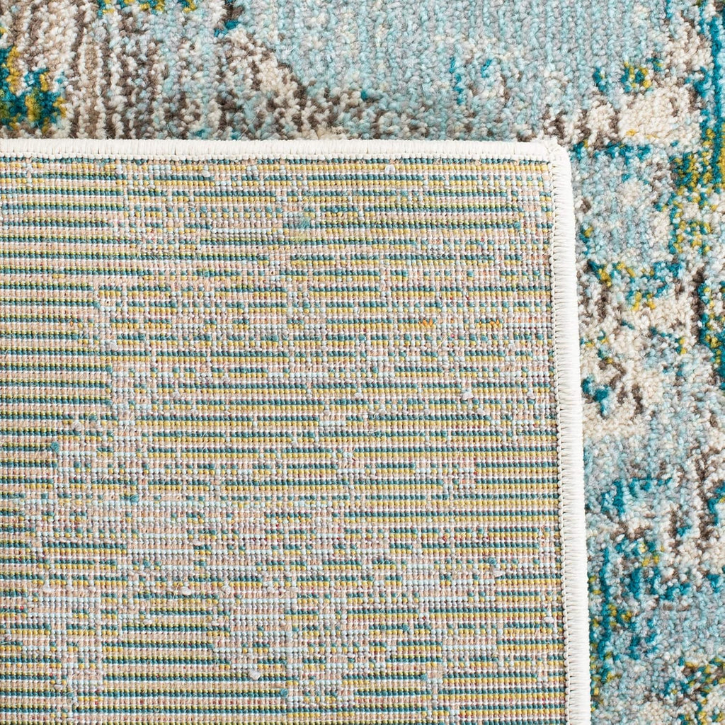 Modern Abstract Runner Rug 2'2" x 6' Green Blue A7k