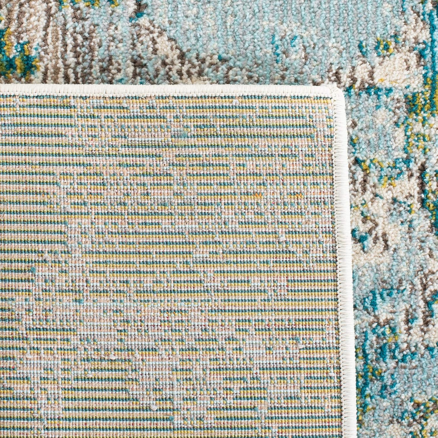 Modern Abstract Runner Rug 2'2" x 6' Green Blue A7k