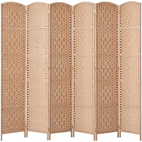 Room Divider 8 Panel Folding Privacy Screen 6ft Portable Light Beige k7
