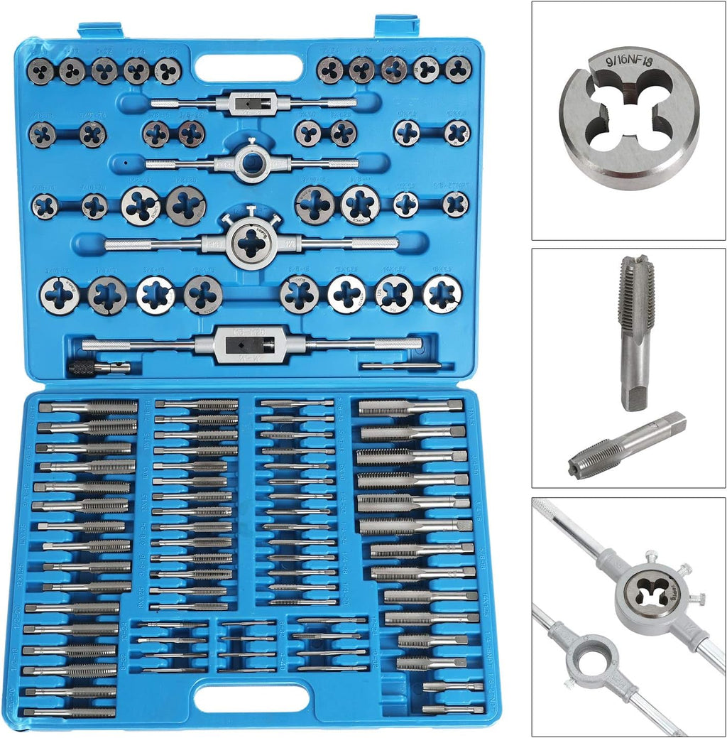 86 Piece Metric SAE Tap and Die Set, Titanium Coated with Case A7