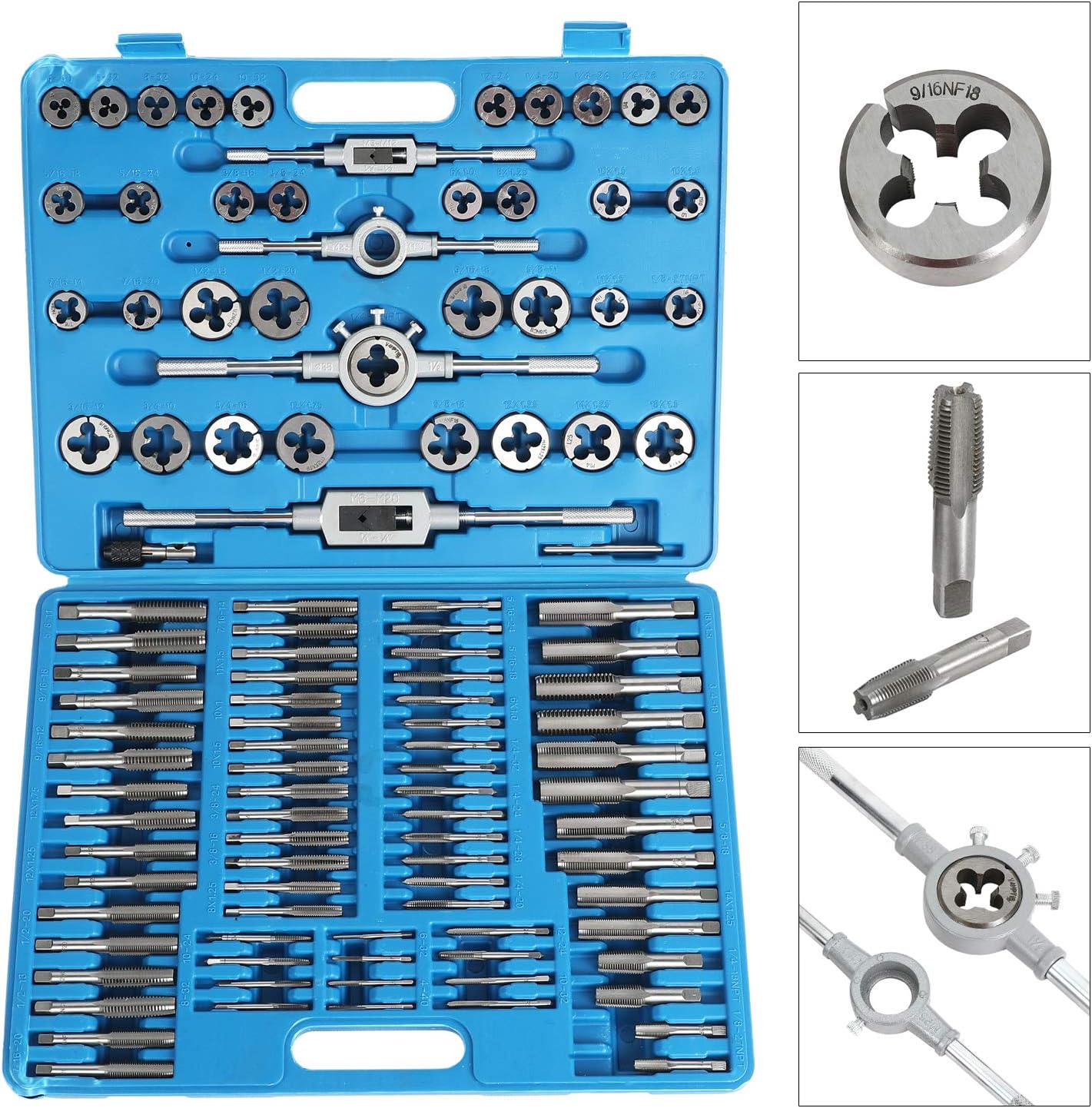 86 Piece Metric SAE Tap and Die Set, Titanium Coated with Case A7