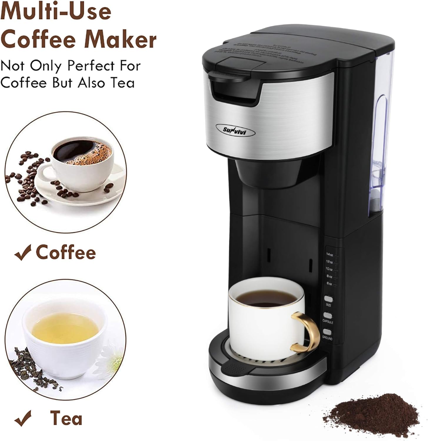 Coffee Maker for K Cup Single Serve with Adjustable Drip Tray a7