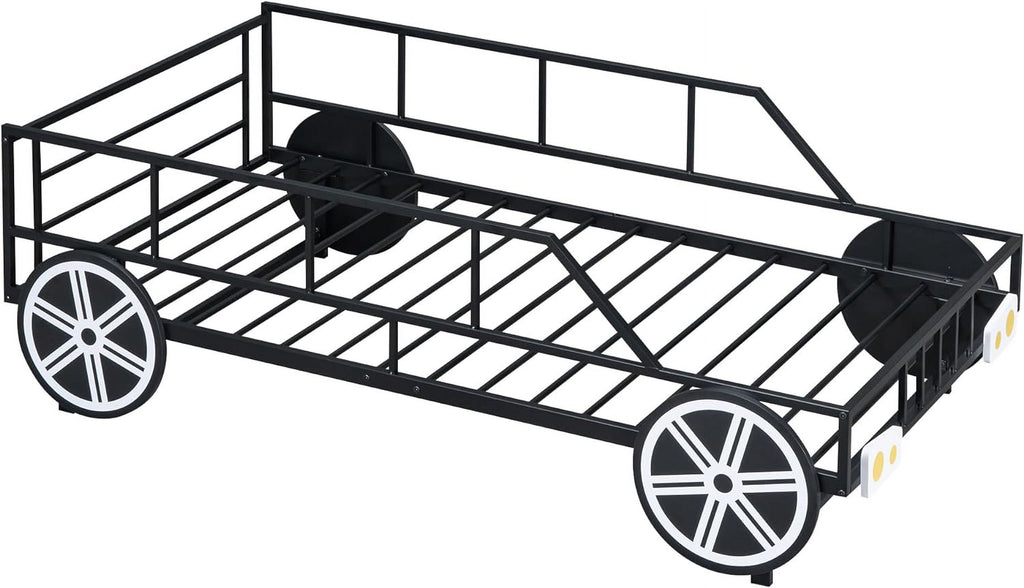 Car Bed with Rails and Wheels Black k7