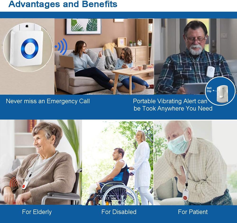 Motion Sensor Alert System for Elderly Fall Prevention 3 Receivers 2 Monitors k7