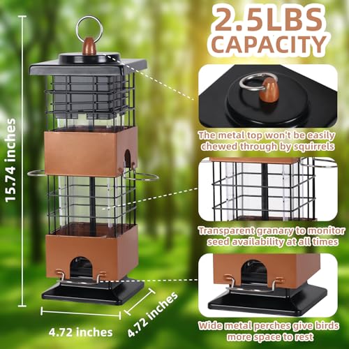 Bird Feeder Squirrel Proof Hanging Metal Outdoor Large Capacity 7k