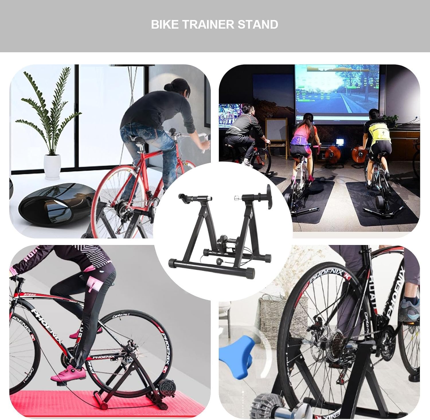 Bike Trainer Stand Indoor Riding Magnetic Silent Portable Folding Black k7