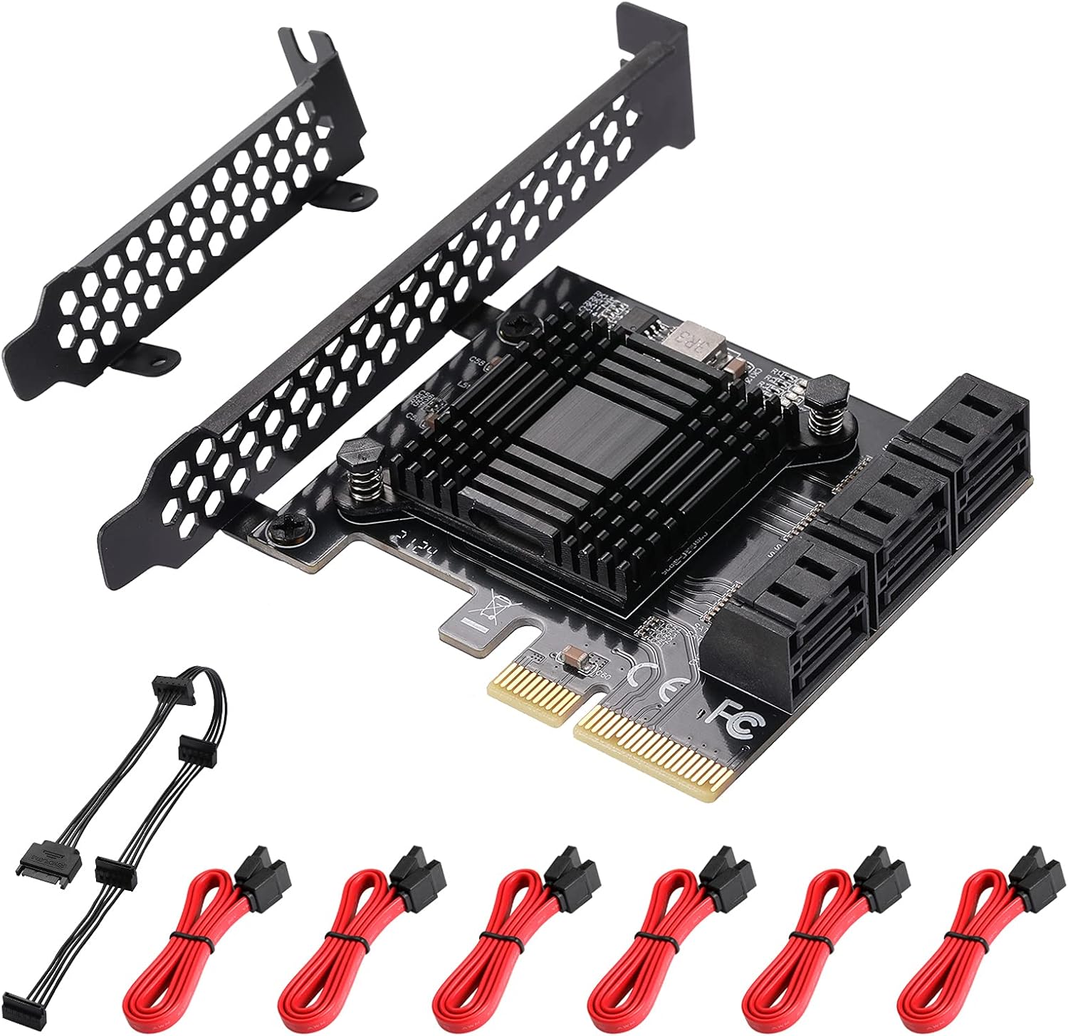 16 Port SATA PCIe Expansion Card with 16 Cables B7k