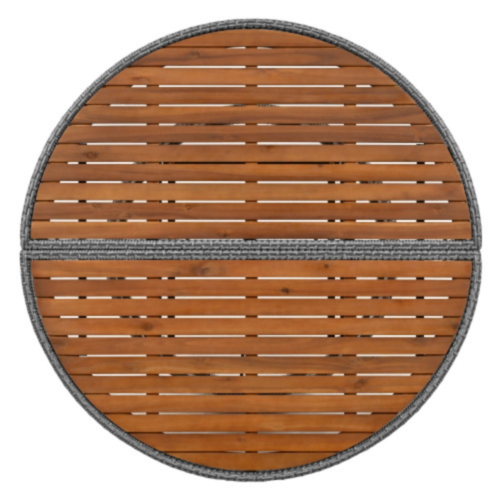 Patio 5-Piece Round Rattan Sectional Sofa Set with Liftable Table a7