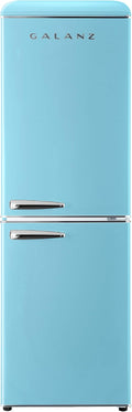 Galanz GLR10TWEEFR True Top Freezer Retro Refrigerator Frost Free Dual Door Fridge, Adjustable Electrical Thermostat Control, 10.0 Cu Ft, White