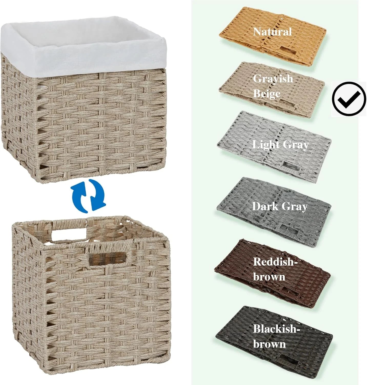 Wicker Storage Baskets 4-Pack with Liners for Shelves a7
