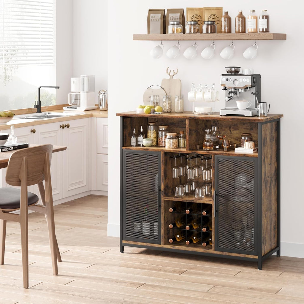 Coffee Bar Cabinet with Mesh Doors and Adjustable Shelves A7k