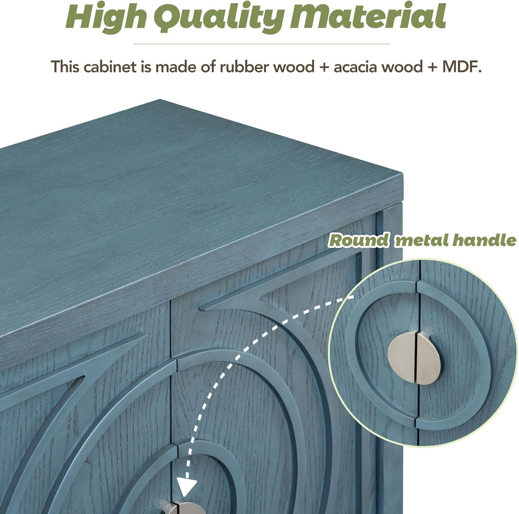 Retro Accent Storage Cabinet with Circular Groove Door A7k