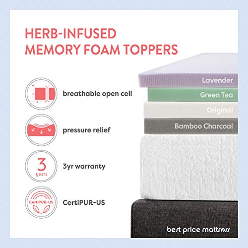 Mattress Topper 2.5 Inch Ventilated Memory Foam Short Queen White k7