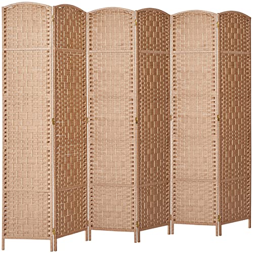 Room Divider 8 Panel Folding Privacy Screen 6ft Portable Light Beige k7